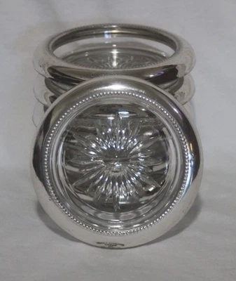 6 件复古 0.925 纯银水晶杯垫 Frank M. WHITING & Co. 4 英寸 — 第 1/4 张图片