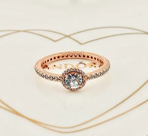 New Genuine Authentic Pandora Rose Gold Classic Elegance Ring 180946CZ-60 UK S - Picture 1 of 5