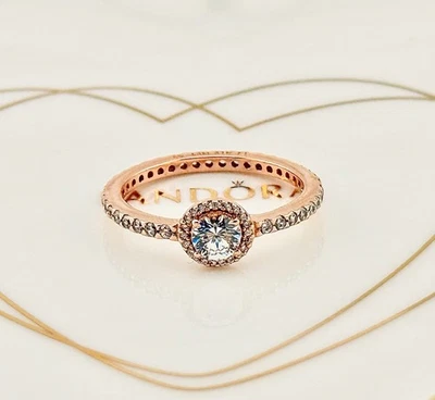 New Genuine Authentic Pandora Rose Gold Classic Elegance Ring 180946CZ-60 UK S - Image 1 of 4