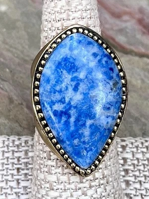 Barse NWT Blue Lapis Golden Bronze Statement Ring Size 7.5 - Image 1 of 4