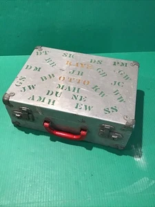 Vintage Roller Skate Metal Carrying Case Aluminum Red Handle NO KEY - Picture 1 of 14
