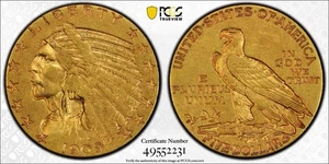 1909 S $5 Five Dollar Indian Head Gold Half Eagle PCGS XF 45 - Picture 1 of 5