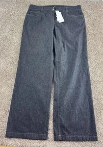 Eileen Fisher Damenjeans Large (36 x 32) schwarz weites Bein 5 Taschen Stretch neu mit Etikett - Bild 1 von 13