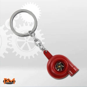 SPINNING TURBO CHARGER COMPRESSOR STYLE CAR KEYCHAIN ALLOY KEYRING KEYFOB RED - Picture 1 of 3