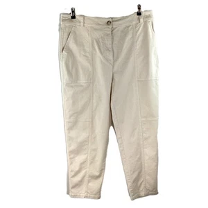 Mint Velvet Cream Tapered Leg Cotton Chino Trousers XL NWT - Picture 1 of 4