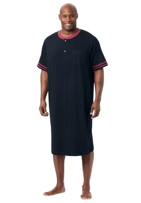Camisón Henley jersey manga corta grande y alto talla King para hombre Foto 1 de 4