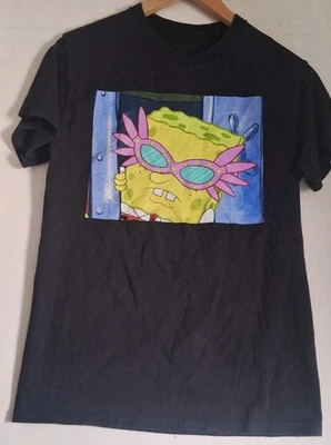 Bob Esponja Pantalones Cuadrados Negro Manga Corta Camiseta Juvenil Talla Pequeña Foto 1 de 4