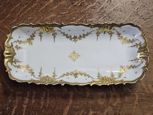 Antique L.S.&S Limoges France Gold Enameled Rectangular Platter - Picture 1 of 17