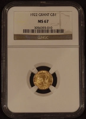 1922 US Ulysses S. Grant Gold Commemorative G$1 NGC MS67 Certified Gold Dollar - Image 1 of 4