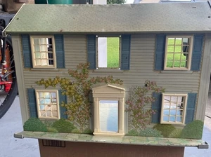 Vintage 1974 Marx Litho Tin 2 Story Colonial Doll House 5 Rooms Metal Play Decor - Picture 1 of 4