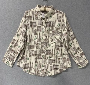 Aerie Holiday Stadtbild Flanell Oberteil Lounge Hemd Jacke Damen Large neu mit Etikett - Bild 1 von 12