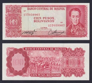Banconota Bolivia 100 pesos bolivianos 1962 P-164A FDS/UNC - Picture 1 of 1