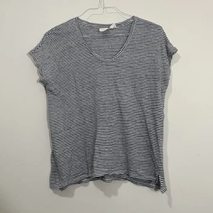 Top C&C California 100 % lino para mujer talla S azul a rayas manga corta cuadrado - Imagen 1 de 15
