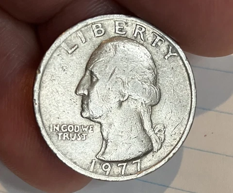 1977 Washington Error Quarter w/ No Mint Mark/ Die Gouge on Face & Eagle Chest Cover