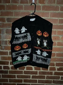 Vintage Sweater Loft Cardigan Sweater Happy Halloween Heavy Grandma Womens Large - Bild 1 von 7