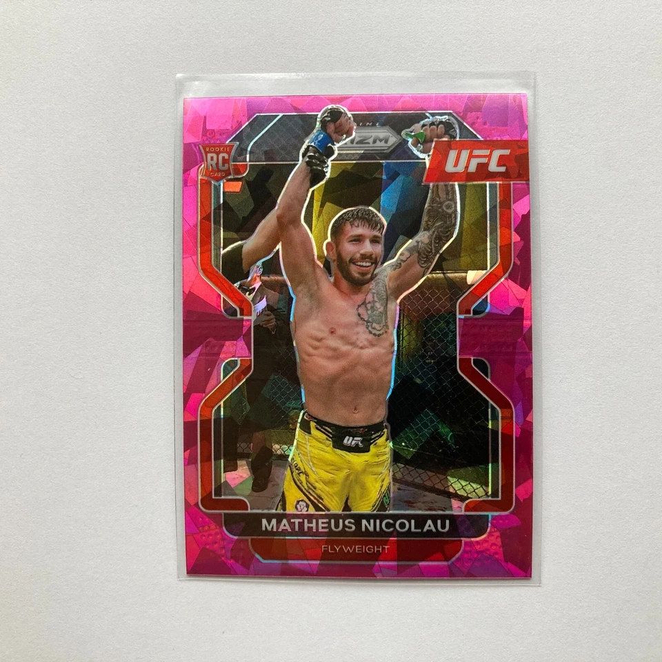 Matheus Nicolau 2022 Panini Prizm UFC Cracked Pink Ice Prizm Rookie Card #168 - Image 1 of 2