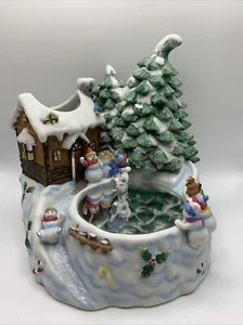 home interiors lighted musical snowman village tealight holder - Picture 1 of 11