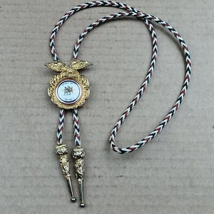 1976 PATRIOTIC SHRINERS MASONIC SPIRIT OF '76 Bolo Tie Eagle Red White Blue Vtg - Picture 1 of 18