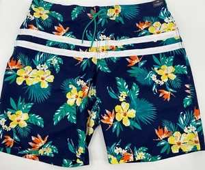 Roundtree Yorke Swim Trunks Shorts Size 1XB Big Ink Blue Floral Hawaiian Mens - Picture 1 of 2