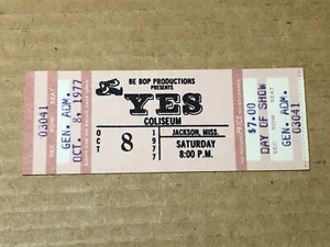 YES - ORIGINAL FULL CONCERT TICKET October 8 1977, Jackson Miss - DAY OF SHOW - Picture 1 of 2