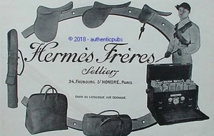 PUBLICITE HERMES FRERES SELLIER EQUITATION CHEVAL ART DECO DE 1927 FRENCH AD PUB - Imagen 1 de 1