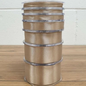 Stunning Bronze Double Sided Satin Ribbon 3mm-50mm Wide Solid Cut Per 1M - Picture 1 of 2