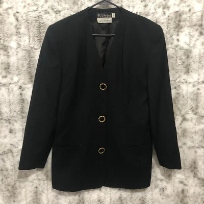 Blazer de lana negro vintage Bicci New York Saks Fifth Ave para mujer talla 14 Union Foto 1 de 4