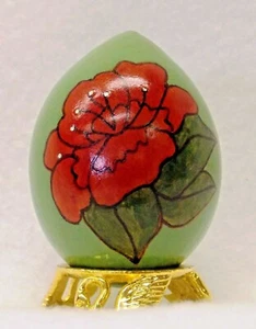 Easter Egg Gourd - Red Rose, Rhinestones, Sage Green -2/12" tall - Without Stand - Imagen 1 de 1
