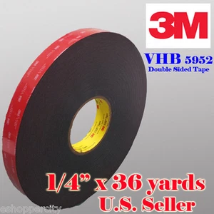 3M 1/4" x 36 Yard VHB Double Sided Foam Adhesive Tape 5952 Automotive Mounting - Picture 1 of 3