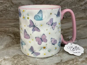Large Coffee Mug Watercolor Butterflies And Daisies 10 Strawberry Street New - Picture 1 of 11