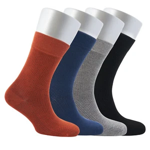 Cosyfeel® Men Dress Socks Bamboo Material (4-Pack) Soft 4 Seasons Seamless Toe - Picture 1 of 63