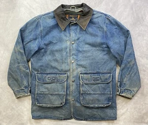 Vintage Woolrich Denim Wool Blanket Removable Liner Jean Jacket Size Medium - Picture 1 of 13