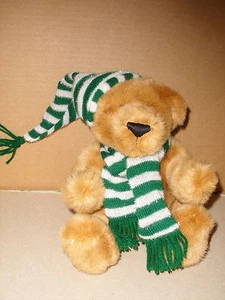 DAN DEE COLLECTORS CHOICE PLUSH BROWN TEDDY BEAR WITH SHIMMERY GREEN HAT & SCARF - Picture 1 of 4