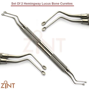 Juego de 2 Curetas Huesas Hemingway Lucas Extracción Dentista Fragmentos Huesos Removedor - Imagen 1 de 3