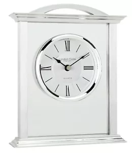 Silver Tone Metal & Glass Battery Mantel Carriage Clock by London Clock Co 17152 - Picture 1 of 4