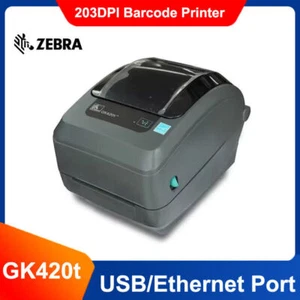 Zebra GK420T Thermal USB Ethernet LAN Network RJ45 Label Printer 203DPI - Photo 1/8