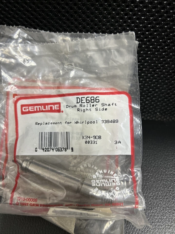 Eje de rodillo de tambor Gemline Part# DE686 lado derecho (G4A) Foto 1 de 1