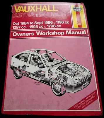 VAUXHALL ASTRA OCT 1984-1986 HAYNES WORKSHOP MANUAL 1136 - Image 1 of 4