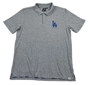 MAJESTIC ATHLETIC Polo Top Mens Grey Los Angeles L.A.  Genuine Merch Size L - Picture 1 of 13