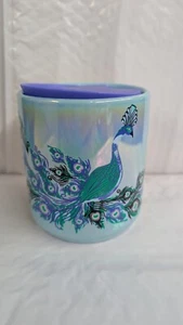 New Starbucks 2024 Christmas Holiday Iridescent Peacock 8oz Ceramic Cup with Lid - Picture 1 of 5