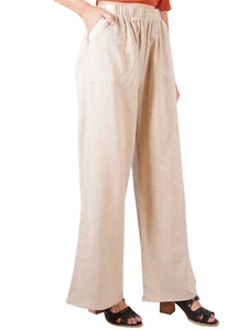 Casual Loose Cotton Linen Elastic Waist Pull-On Wide Leg Pants - Picture 1 of 13