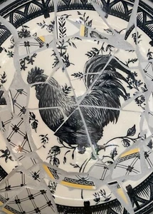 Mosaic Art ~ Decorative Hostess Tray ~ Farmhouse Rooster ~ Black n White - Picture 1 of 8