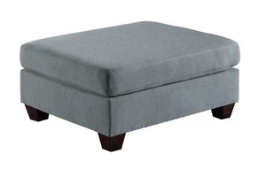 Living Room Furniture Cocktail Ottoman Grey Linen Like Fabric 1pc Plush Ottoman - Picture 1 of 12