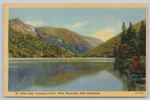 Echo Lake Franconia Notch White Mountains New Hampshire Linen Postcard - Picture 1 of 2