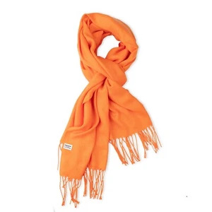 Womens Orange Oversized Scarf Shawl Wrap Solid, 72"x12" with fringes - Picture 1 of 3