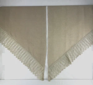 JC Penney Home Collection Linen Lace Trimmed Cafe Curtain Swags - Set of 2 Swags - Picture 1 of 15