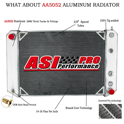 3 Row Radiator For Chevrolet C60 C70 Kodiak GMC C6000 Topkick 6.0L/6.6L/7.0L V8 - Image 1 of 4