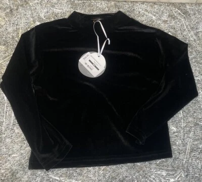 Sugar Moon Size 3 Year Girls Black Velour Mockneck Top Shirt NWT - Image 1 of 3