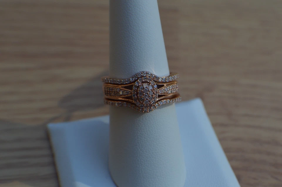 0.50ct Pink Diamond Stackable Rings(3) 14K Rose Gold over Sterling Silver Size 8 - Image 1 of 4