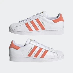 Adidas Superstar "Corduroy" White/Orange Sneakers H00207 Men's Shoe Size 9 - Picture 1 of 10